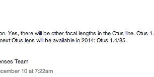Zeiss Confirms 85mm f/1.4 Otus Lens For 2014 Zeiss Confirms 85mm f/1.4 Otus Lens For 2014